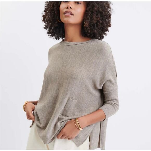 MERSEA Catalina Boxy Oversized Side Vents Neutral Lagenlook Driftwood Sweater OS - Picture 14 of 14